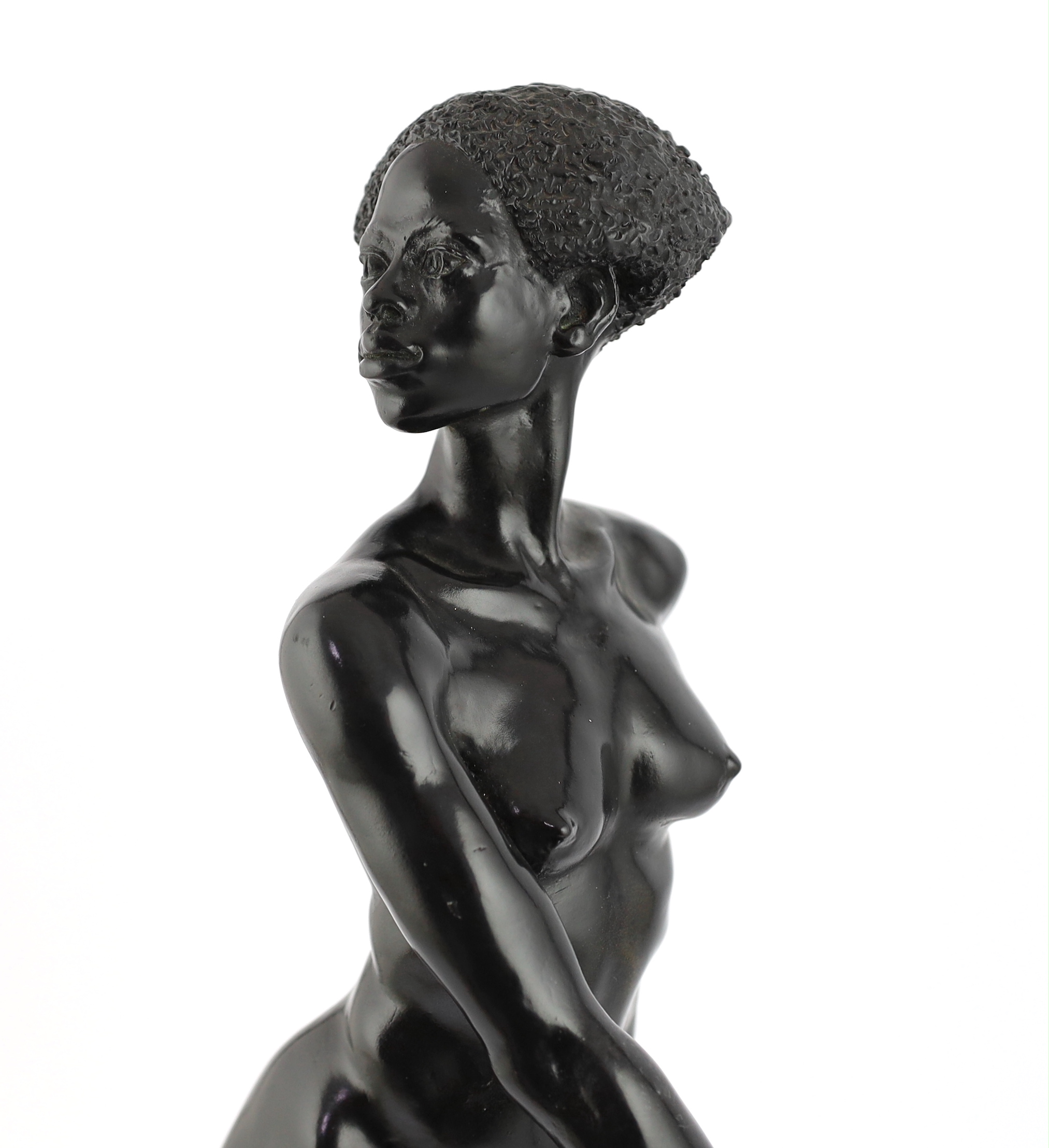 Ronald Cameron (1930-2013), a black patinated cast pewter figure of an African woman, 55cm high